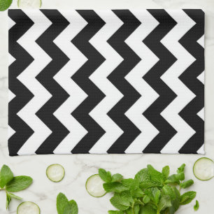 Linge De Cuisine Zigzag noir et blanc