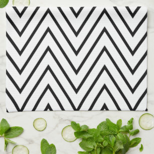 Linge De Cuisine ZigZag noir et blanc {choisissez votre couleur}