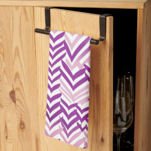 Linge De Cuisine ZigZag violet et blanc