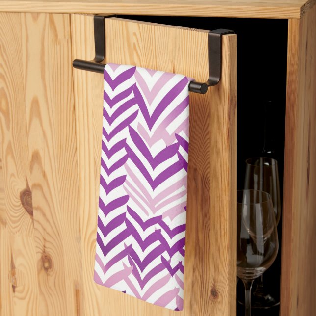 Linge De Cuisine ZigZag violet et blanc (Pliage en tiers)
