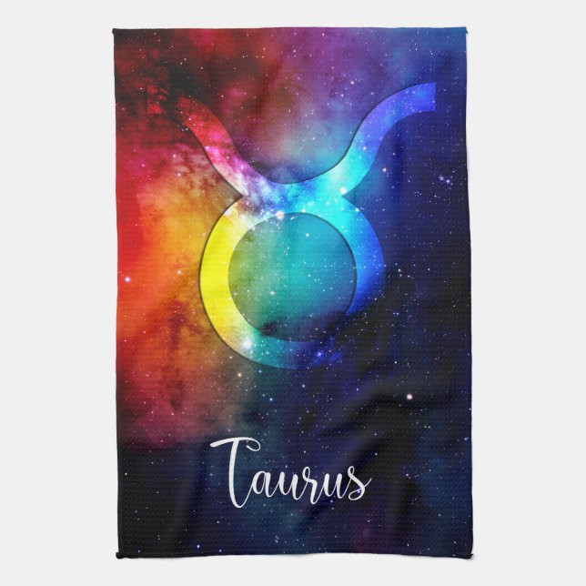 Linge De Cuisine Zodiac : Taurus Space Rainbow (Vertical)