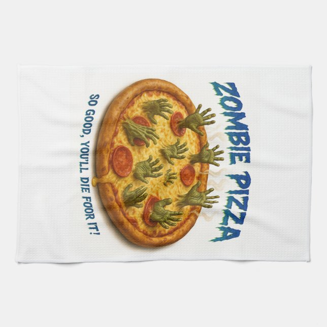 Linge De Cuisine Zombie Pizza "Tant mieux, tu mourras pour ça !" (Horizontal)
