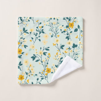 Linge floral bleu pâle, jaune et blanc