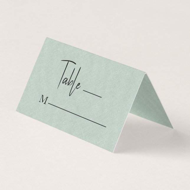 Linge vert Simple noir Script Mariage Carte Place (Devant)