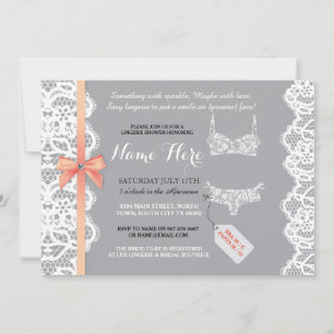 Lingerie Douche Invitation Peach Bridal Party dent