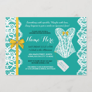 Lingerie Douche Invitation Turquoise Gold Bridal P