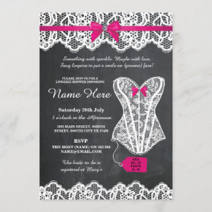 Lingerie Douche mariée Chalk Lace Bow Invitation