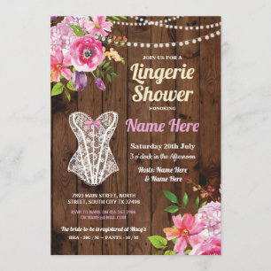 Lingerie rose Douche Fleurs de bois Invitation