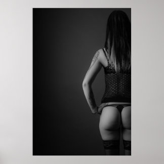 Lingerie sexy noir et blanc modèle photo Poster