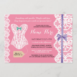 Lingerie Shower Invitation Dentelle de la fête des