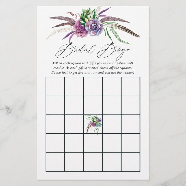 Lingo Mystique Bohème Shower Nuptial de Succulente (Devant)
