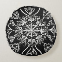 Linocut Art Round Coussin