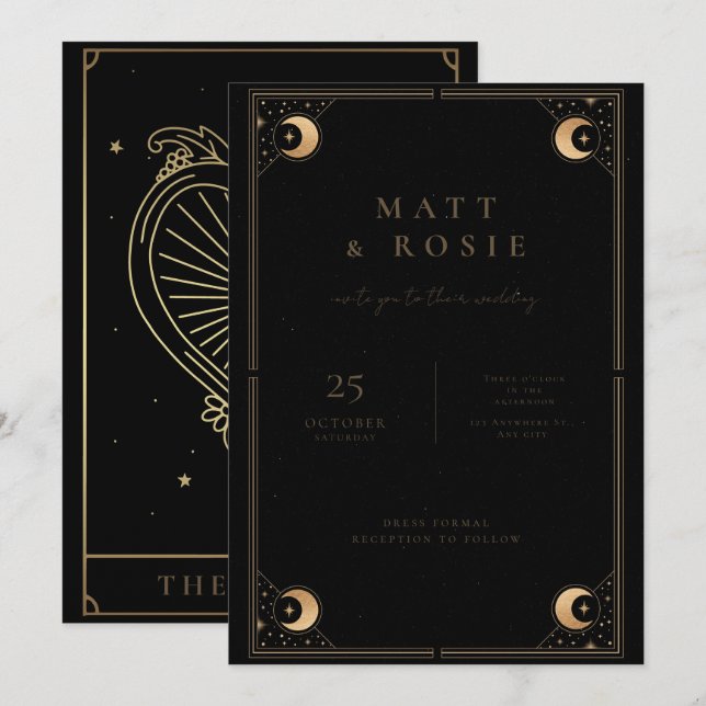 L'Invitation Amoureux, Faire-part de mariage Tarot (Devant / Derrière)