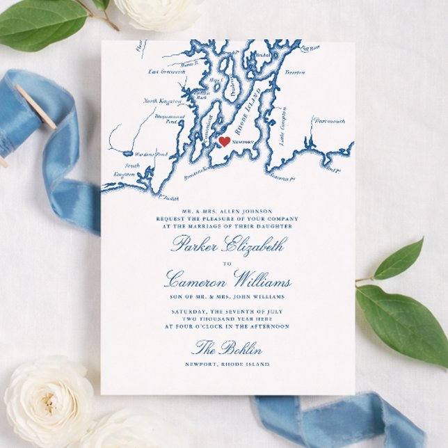 L'invitation de mariage Bohlin – Carte de Newport  (The Bohlin Wedding Invitation Newport Harbor Rhode Island Elegant Wedding Newport Yachting Club)