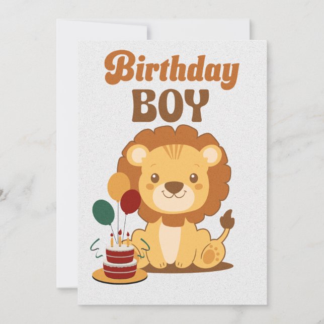 Lion 1st Birthday Invitation Editable (Devant)