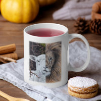 Lion aquarelle et tasse d'agneau, personnalisable