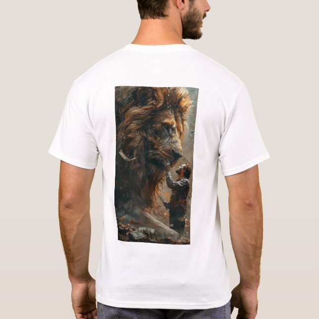 Lion argent - T-shirt animal drôle (Dos)