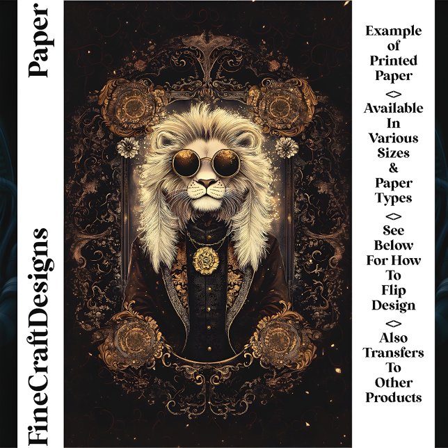 Lion Art Nouveau Gold Filigree CM5 Papier à scanda (Créateur téléchargé)