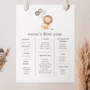 Lion avec 3 ballons Brown Poster de jalon