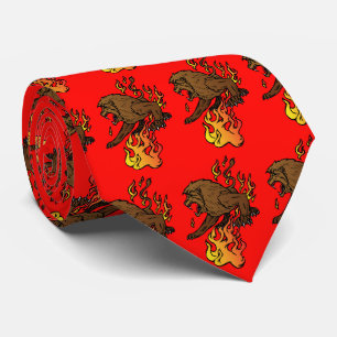 Lion Avec Flames Sports Football Cravate De Basket