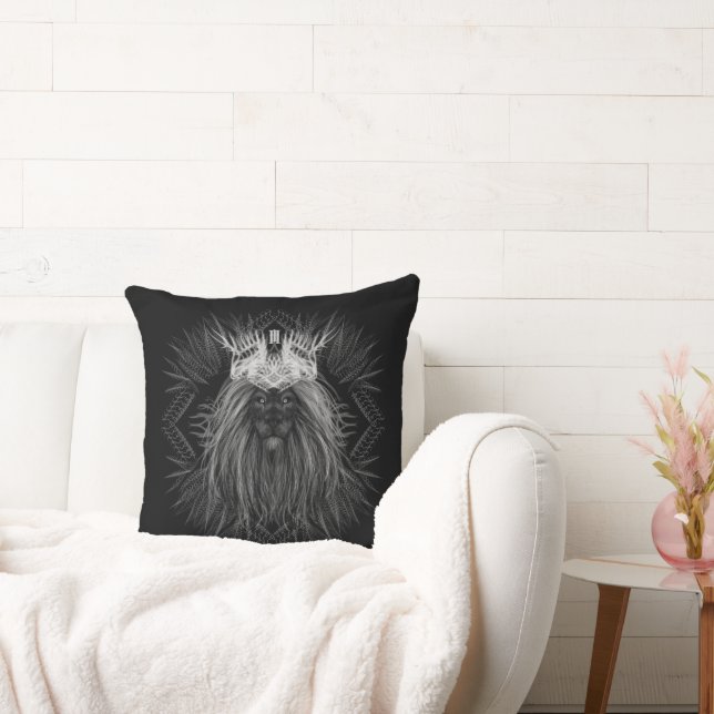 Lion avec oreiller à lancer de monogramme de couro (Canapé)