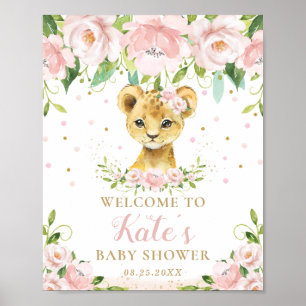 Lion Blush rose Baby shower Floral Affiche de bien
