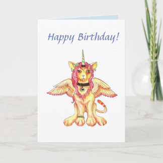 Lion Cat Unicorn Carte d'anniversaire