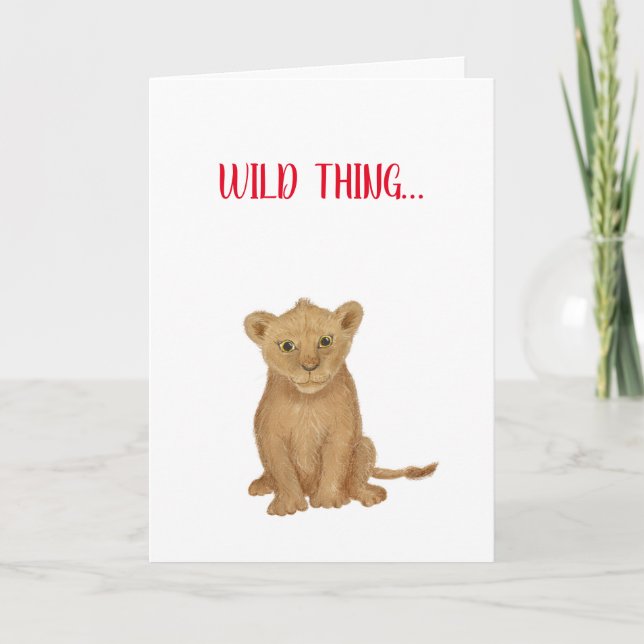 Lion 'Ce que je pense que je t'aime' carte (Devant)