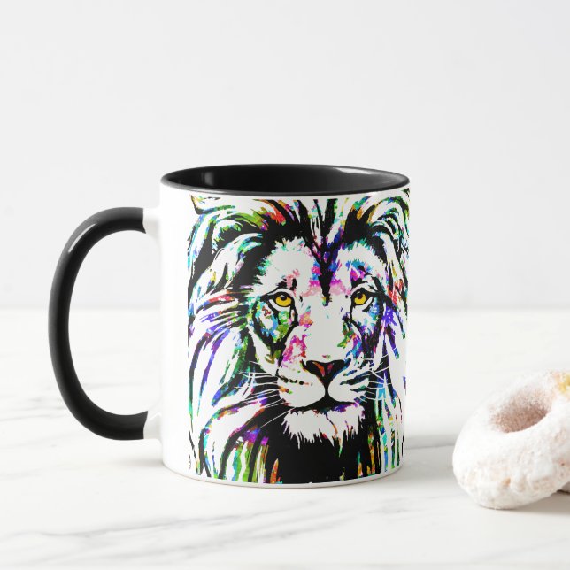 Lion Coffee Mug - Lion Head Coffee Cup (Avec donut)