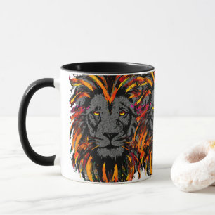 Lion Coffee Mug   Orange Lion Head Illustration