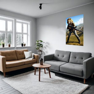 Lion cool anthropomorphique Soldat   AI Art Poster