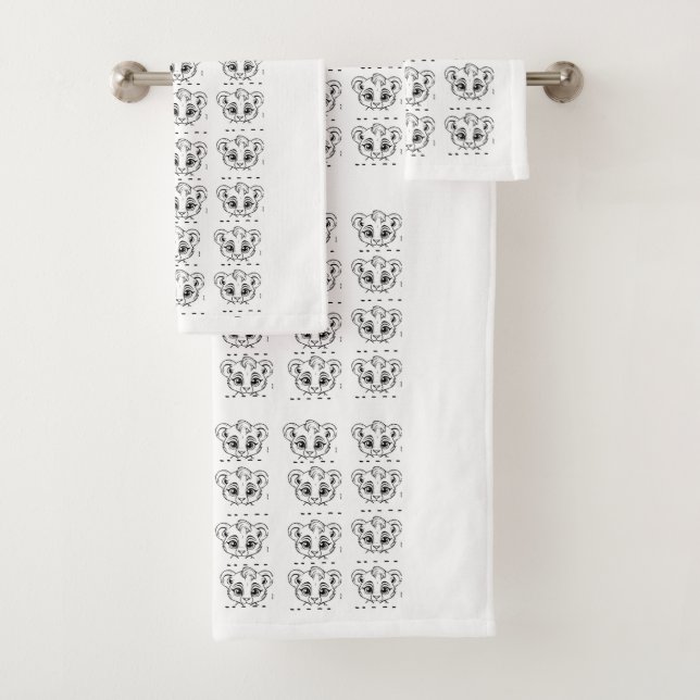 Lion Cub Head Outline Serviette de bain ensemble" (En situation)