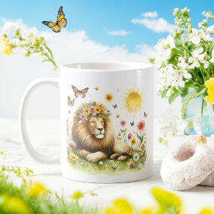 Lion d'aquarelle de printemps - Mug d'enfant