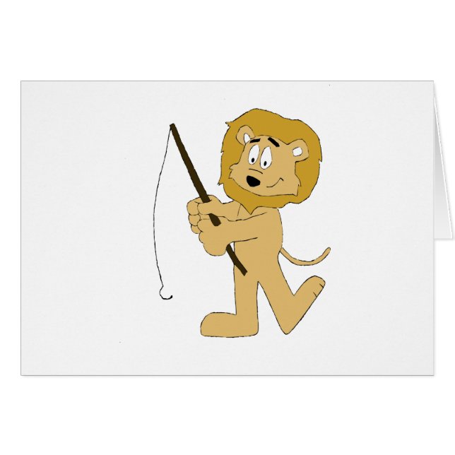 Lion de bande dessinée avec la pêche Polonais d'A (Devant horizontal)