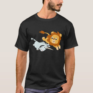 Lion de bande dessinée et T-shirt mignons de