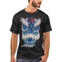 Lion de bleu de T-shirt de danse de lion