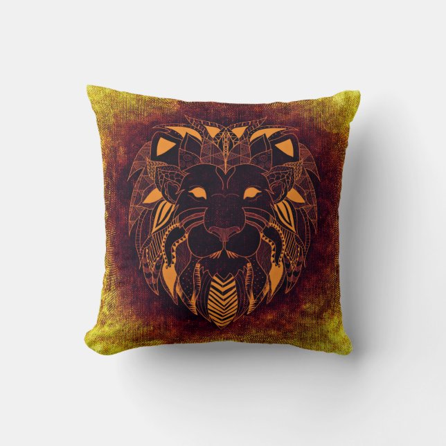 Lion de front, coussin ornemental de lion (Recto)
