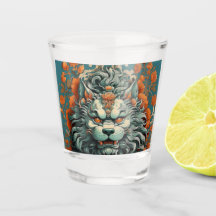 Lion de grippe de la sagesse en verre de tir