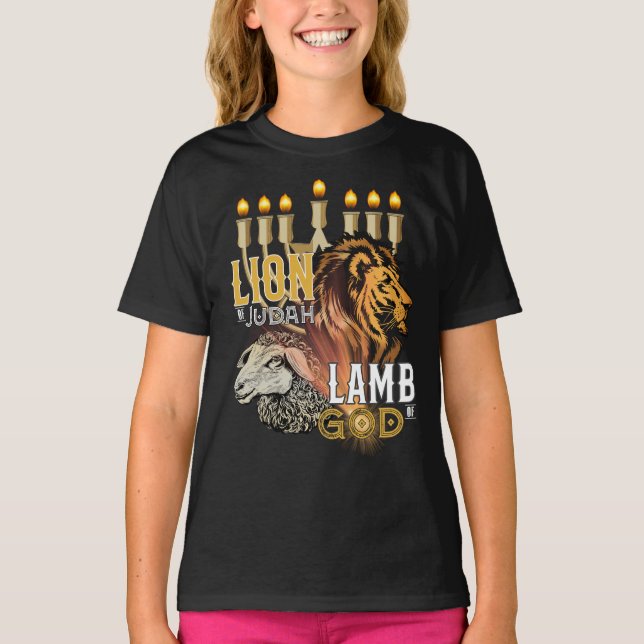 Lion de Juda Agneau de Dieu T-shirt de fille (Devant)