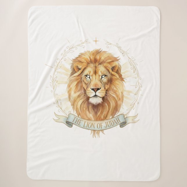 Lion de Juda couverture sherpa chrétienne – Grande (Devant)