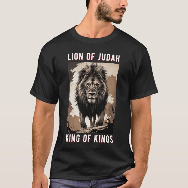 Lion de Juda T-shirt Roi des Rois Chrétien (Devant)