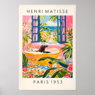 Lion de mer dans la baignoire Affiche drôle, Art d