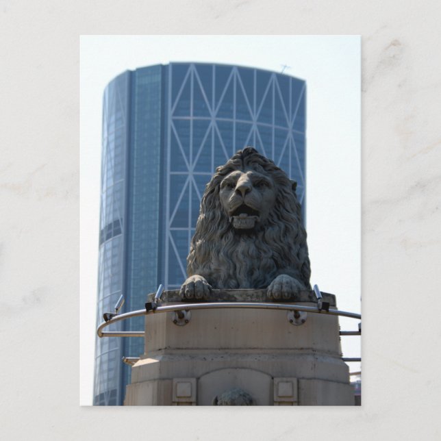 Lion de pierre à Calgary carte postale (Devant)