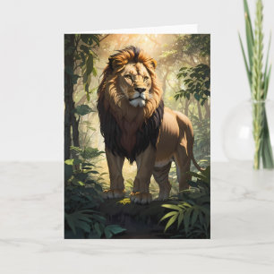 Lion debout fier dans la Jungle   Carte
