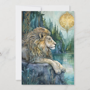 Lion du Royaume Enchanté Carte Plate Fantaisie Art