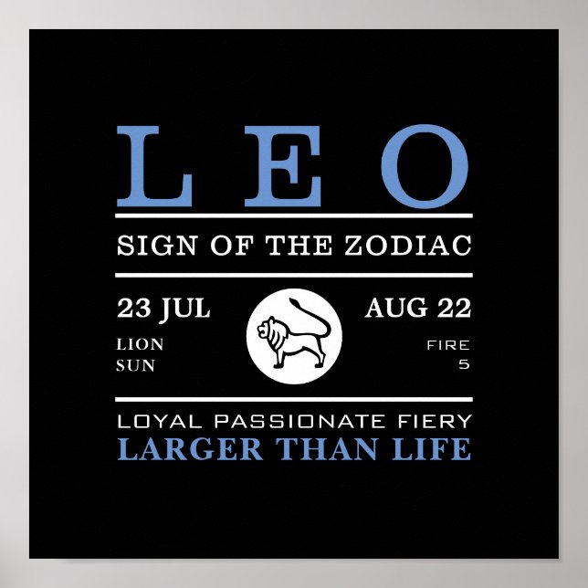 Lion du Zodiaque, Poster astrologique (Devant)