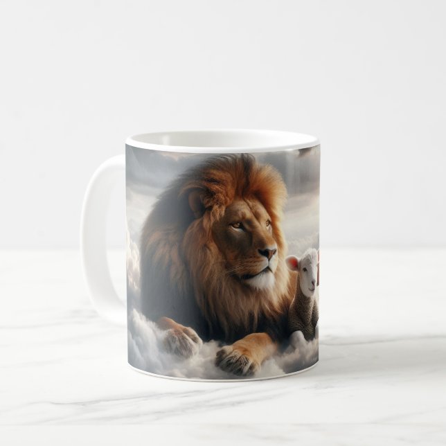Lion et agneau café Mug (Devant gauche)