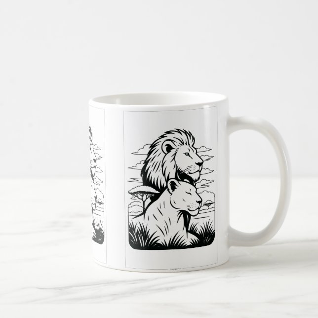 Lion et lioness Mug - Coupe de café Lion Protecteu (Droite)