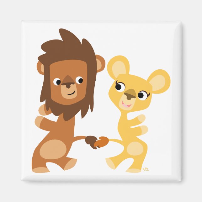 Lion et lionne de dessin animé dansant aimant (Devant)