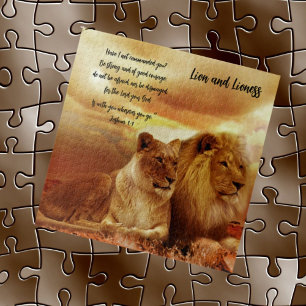 Lion et lionne Jig Puzzle Bible Verse